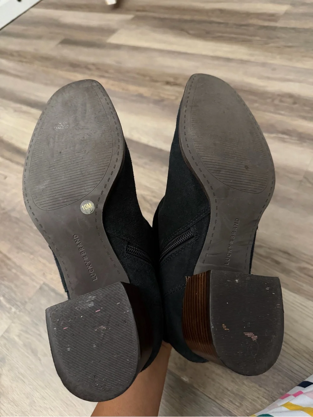 Lucky Brand Black Suede Ankle Booties with Side Zip